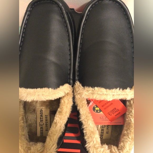 Men’s Black Faux Leather Slippers - Picture 6 of 7